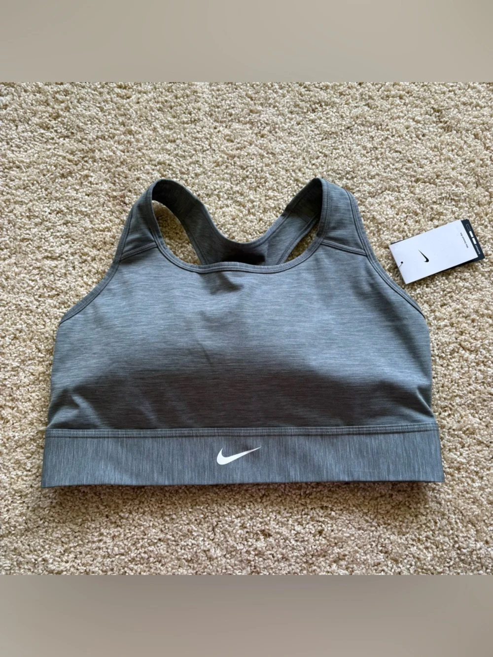 Nike‎ Swoosh Sports Bra Gray Medium Support Racerback Training Size 2X NWT